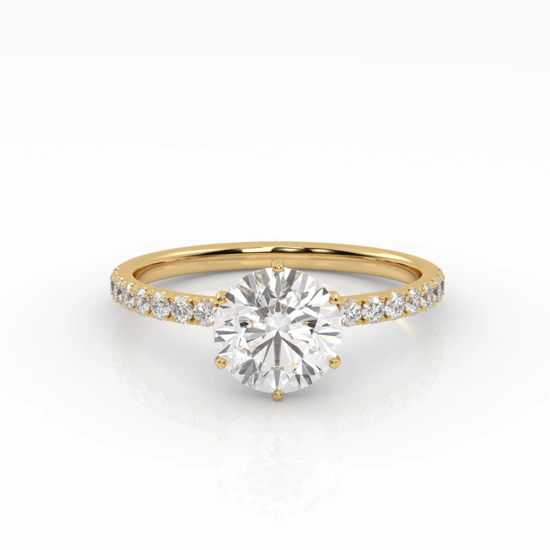 The Round Six Prong Solitaire with Pavé band