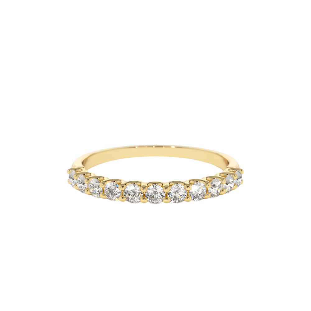 10k 11 Stone U-Shaped Diamond Wedding Band