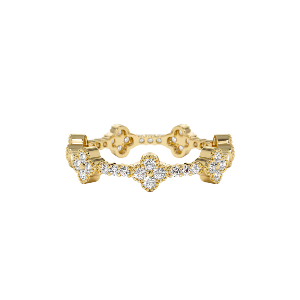 14k Full Eternity Clover Diamond Ring