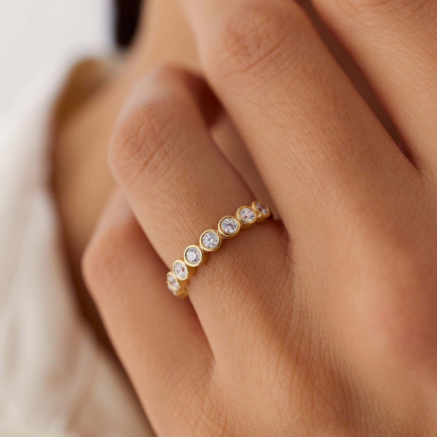 10k 9 Diamond Half Eternity Wedding Ring 0.55ctw