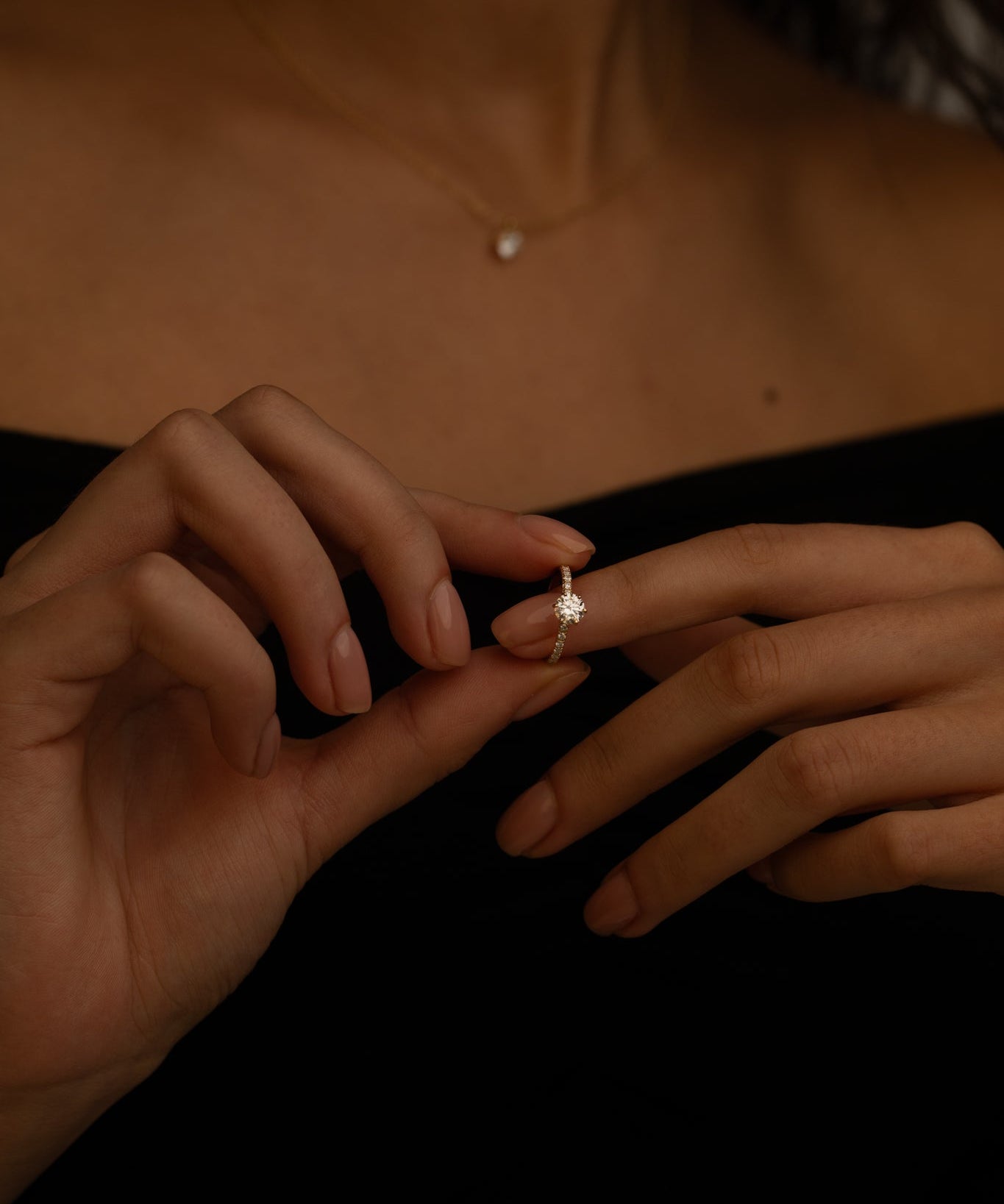 The Round Six Prong Solitaire with Pavé band